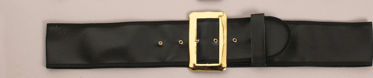 The Costume Center Black and Gold Vinyl Santa Belt with Buckle - Large